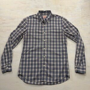 J. Press Button Down Shirt Trunk Club Plaid Blue White Size M Mens Long Sleeve
